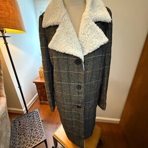 NWT! Altar'd State Black and Cream Plaid Teddy Jacket